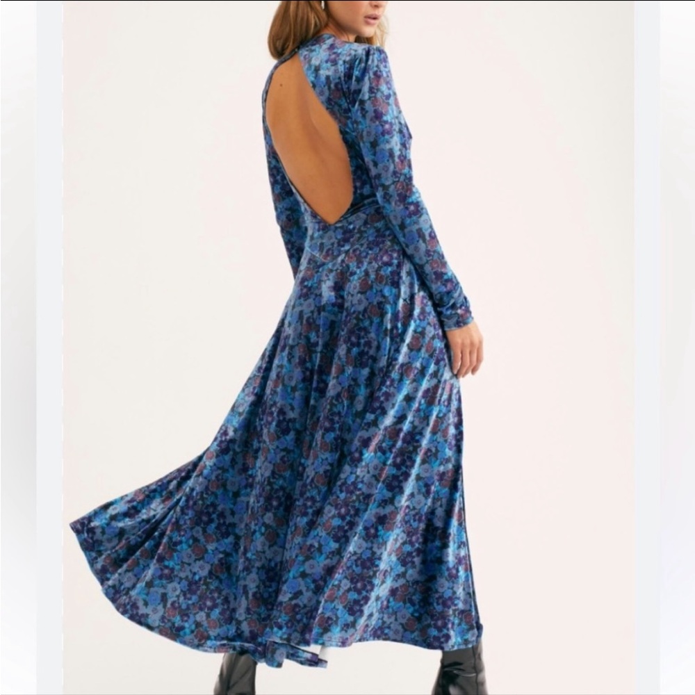 NWOT Free People Heartland Blue Velvet
Open Back Dress